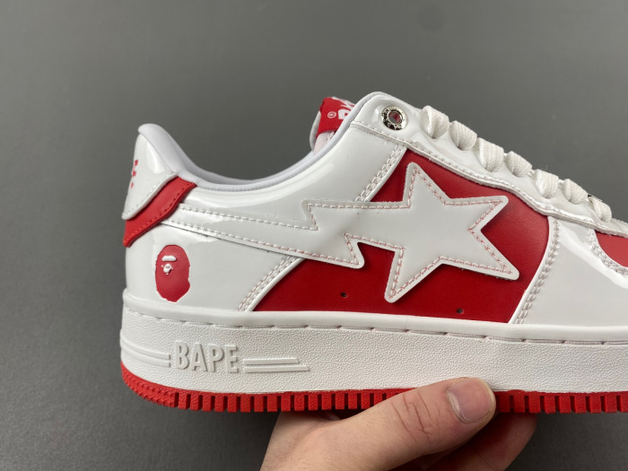 a bathing ape bape sta patent leather white grey