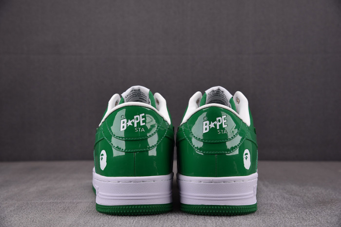a bathing ape bape sta patent leather green white