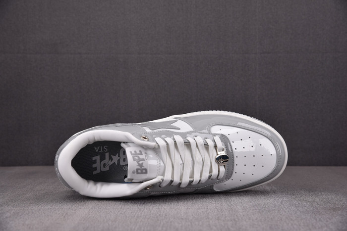 a bathing ape bape sta patent leather white grey