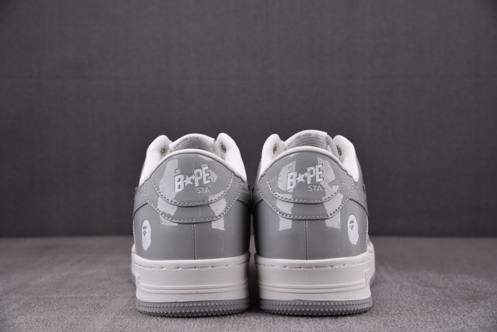 a bathing ape bape sta patent leather white grey